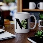 Botanik M Harfli Baskılı Kupa Bardak