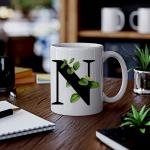 Botanik N Harfli Baskılı Kupa Bardak